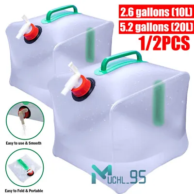 2 PACKS Collapsible Water Container 5 Gallon With Spigot Camping Water Storage • $13.71