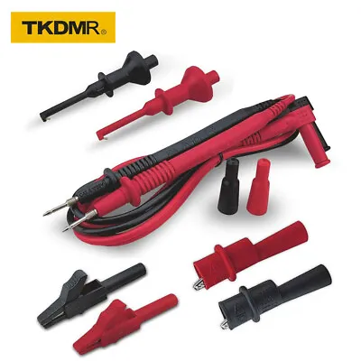 TKDMR Multimeter Leads Electrical Test Lead Kit Threaded Alligator Clips Set Of8 • $15.33