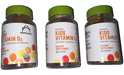 3 Pack Bottles Mama Bear Organic Kids Vitamin D3 25 Mcg 240 Total Gummies • $32.99