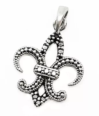 Vintage Detailed Sterling Silver Fleur De Lis Pendant Charm. Excellent. • $9