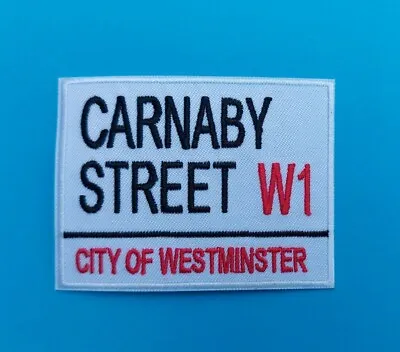 Carnaby Street W1 Iconic London Street Sign Patch Sew / Iron On Badge Mod Life • £4.40