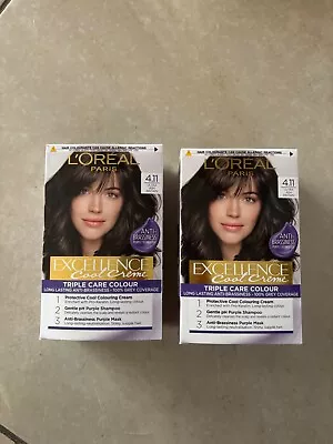 2 X L'Oreal Excellence Cool Creme Triple Care Colour 4.11 Ultra Ash Brown • £19.30