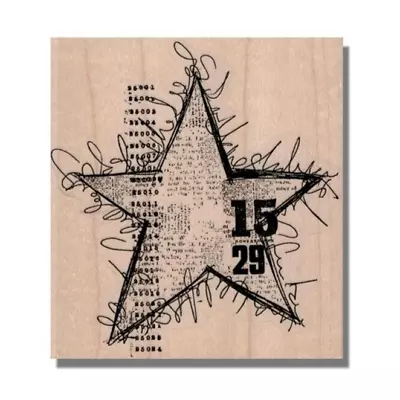 SCRIBBLE STAR COLLAGE Rubber Stamp Background Words Sketch Art Mixed Media • $14.94