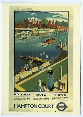 Postcard Vintage London Transport Advertising Poster For Hampton Court 1935 • £3.45