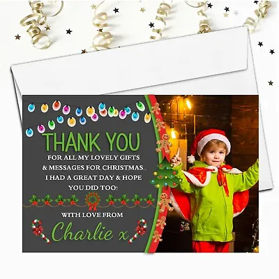 £4.65 • Buy 10 Personalised Xmas Christmas Thank You Photo Cards Gift Notes N62