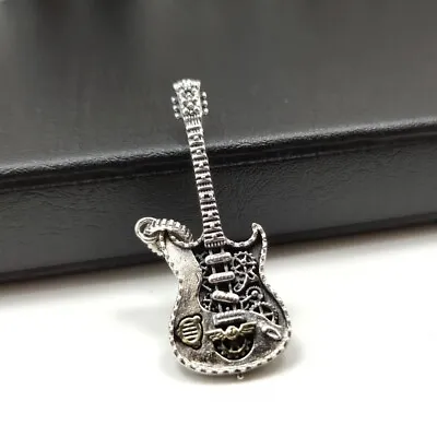 925 Sterling Silver Guitar Music Necklace Pendant Gothic Hip Pop Bracelet Charm • $18.99