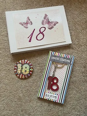 18th Photo Album 32 Photos Keyring And Badge Pink Uk Gift For Her • £14.99