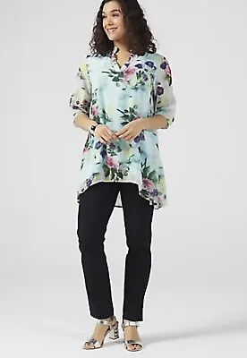 £24.99 • Buy Butler & Wilson Pansy Tunic Top Size Large (14/16) Blue Floral Long Blouse 264F1