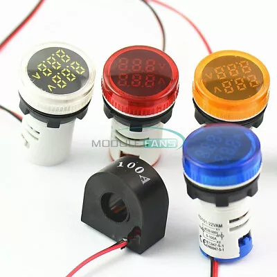 22MM Round Mini Digital Display AC Voltage And Current Meter 0-100A 50-500V • $3.81