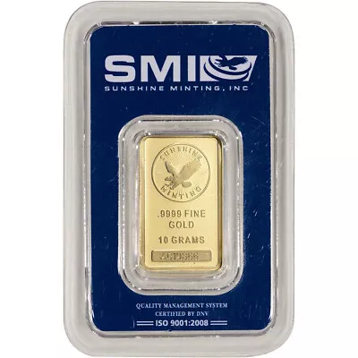 10 Gram SMI Gold Bar - Sunshine Minting - .9999 Fine In Sealed Assay • $789.43