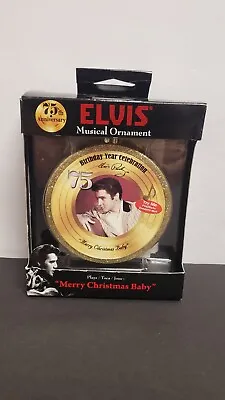 Elvis 75 Birthday Year Celebration Musical Ornament Gold Glitter Love Me Tender • $14.72