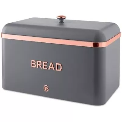 Bread Bin Grey Matte  Swan Carlton Storage Container Breadbin Kitchen Home • £19.99