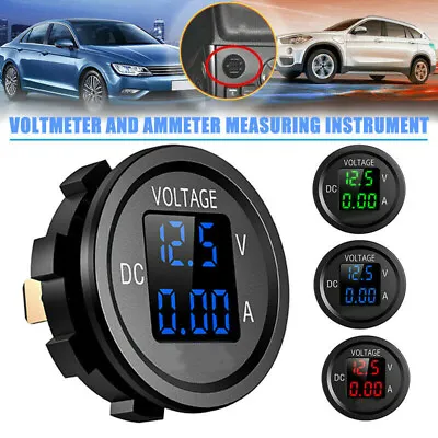 LED Dual Digital Display Volt Meter Ammeter Voltage Round Car Voltmeter Amp 12V • $9.19