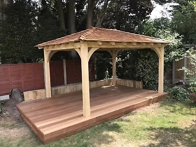 Oak Gazebo  5m X 3m Car Port. (no Shingles Or Decking) • £4250