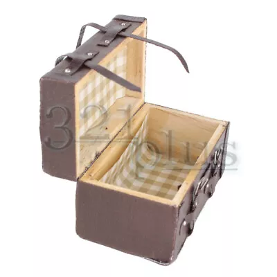 Dollhouse Luggage Miniature Wooden Chest 1:12 Scale Trunk Bag Accessories Mini • $5.45