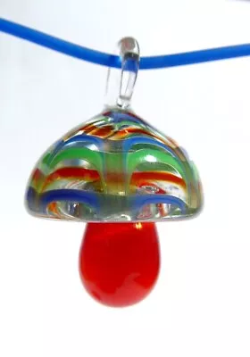 Lg Glass Mushroom Pendant Carnival Design With Necklace • $3.49