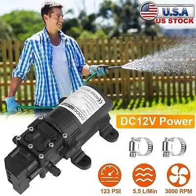 12V High Pressure Water Pump 123PSI Self Priming Sprayer Diaphragm Auto Switch • $19.48