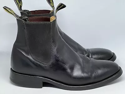 Rm Williams Black Leather Craftsman Classic Riding Work Boot Mens Au 8 Wide Fit • $299