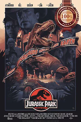 JURASSIC PARK 1993 90s ORIGINAL NEW ART CINEMA MOVIE FILM PRINT PREMIUM POSTER • $77.89