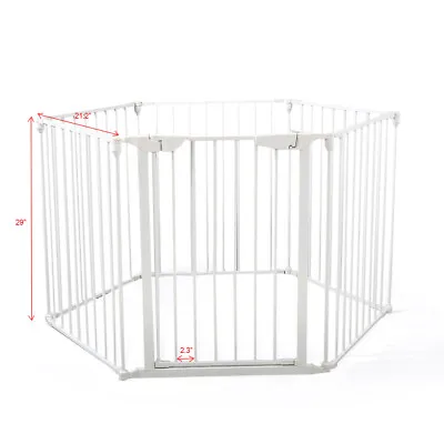 Metal 6 Panel Baby Safety Gate Fireplace Fence Guard Barrier Play Yard Pet Fence • $124.66