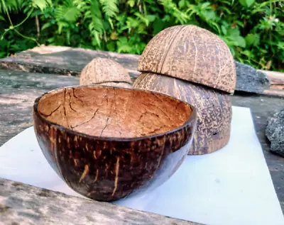 Coconut Shell Bowl Set Ceylon Natural 100% Eco Friendly Halves Organic Handmade • £96.35