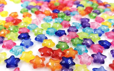 50g Sparkle Star Faceted Beads Mixed Colour Kids Jewellery DIY Children Craft • £2.99