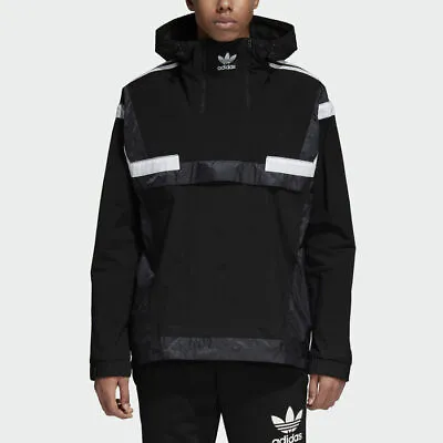 Super Rare Vintage Adidas Originals Jacket Anorak Black White Shell Cal Surf L • £98.26