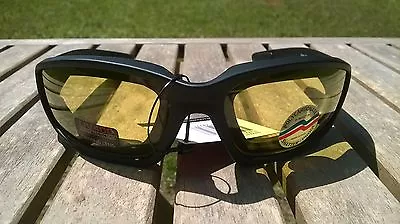 Maxx Motorcycle Sunglasses Black Yellow Lens Foam Padding ATV Glasses Goggles A1 • $19.84