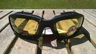 Maxx Motorcycle Sunglasses Black Yellow Lens Foam Padding ATV Glasses Goggles B2 • $19.75
