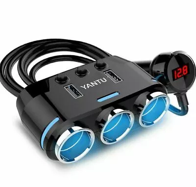 3 Way Multi Socket Car Cigarette Lighter Splitter Dual USB Charger Adapter 12V • $17.99