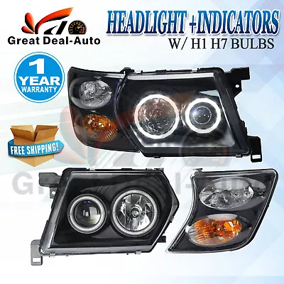 Headlight + Indicator Angel Eye Black LED For Nissan Patrol GU 1997-2007 LH & RH • $284.08