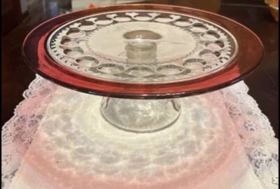 $45 • Buy Vintage Tiffin Kings Crown Ruby Pedestal Cake Plate
