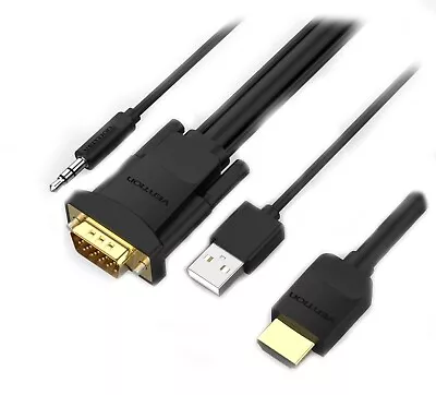 Vention Hdmi (in) To Vga (out) With Audio + (micro Usb Power Input) - 2m Cable • $24.90