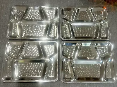 Lot Of 4 Vintage USN Navy Military Stainless Steel Cafeteria Divided Food Trays • $48.25