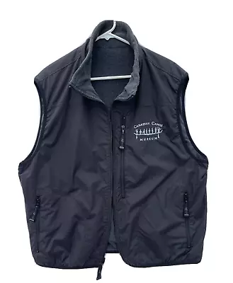 Canadian Canoe Museum Full Zip Reversible Fleece Vest Size XL Black Gray • $22.99