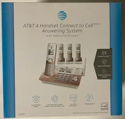 AT&T Connect To Cell Handset Cordless Phone TL96497 Answering System Rose Gold • $69.99