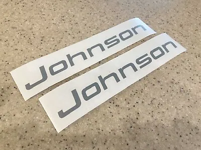 Johnson Vintage Outboard Motor Decals 2-PK GRAY 8  FREE SHIP + FREE Fish Decal • $6
