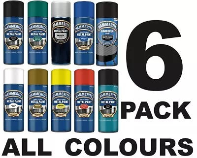 6 X Hammerite Smooth 400ml ALL COLOURS Direct To Rust Metal Spray Paint • £59.99