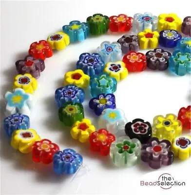 20 FLOWER MILLEFIORI GLASS BEADS 10mm JEWELLERY MAKING MIL10 • £3.99