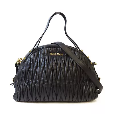 Miu Miu GHW Matelasse 2 Way Shoulder Bag Handbag 5BB034 Lambskin Leather Black • $576