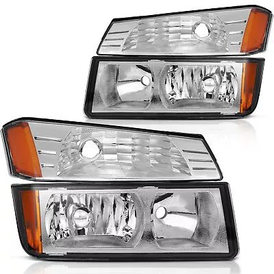 Fit For 2002-06 Chevy Avalanche 1500 Headlight Assembly Chrome Housing Headlamps • $77.99