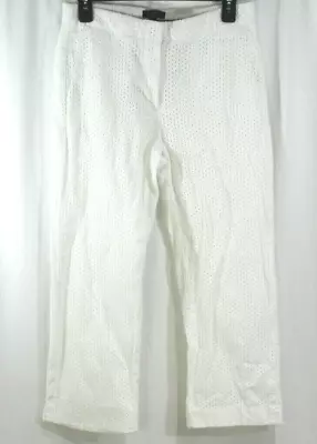 J Crew Womens White Eyelet Cotton Cropped Pants 4 • $15.99