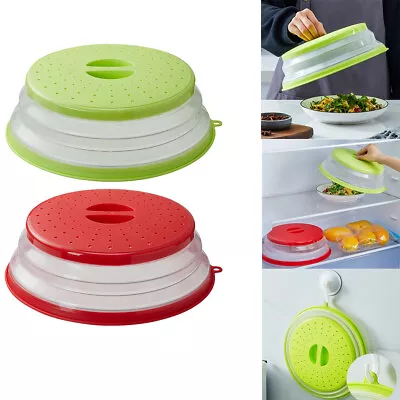 Vented Collapsible Microwave Lid Splatter Proof Food Plate Cover Grip Handle-*~ • £6.46