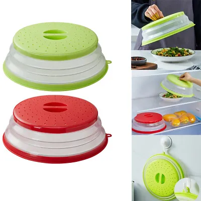 Vented Collapsible Microwave Lid Splatter Proof Food Plate Cover Grip Handle .1 • £6.40