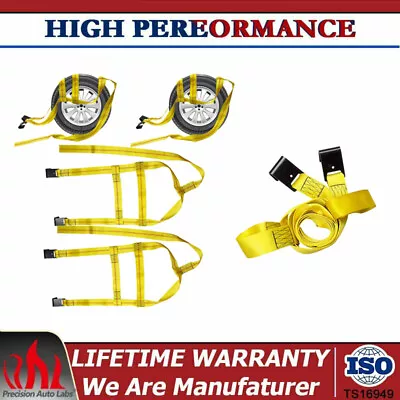 2pcs Car Tire Basket Straps Tow Adjustable Dolly Wheel 6600LBS For 17 -21  NEW • $63.01