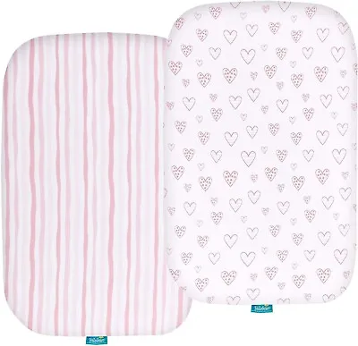 Baby Bassinet Fitted Sheets For MiClassic 100% Jersey Knit Cotton 2 Pack Pink • $18.99