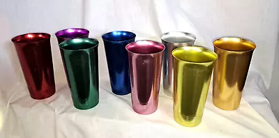 8 Vintage West Bend Anodized Colored Aluminum Tumblers Cups Ribbed • $25
