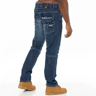 £19.99 • Buy Mens Straight Leg Jeans Enzo Designer Regular Fit Denim Trousers Pants All Waist