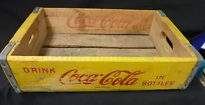 Vintage Coke Coca Cola Wood Drink Crate Bright Yellow Colorful & Collectable • $24.99