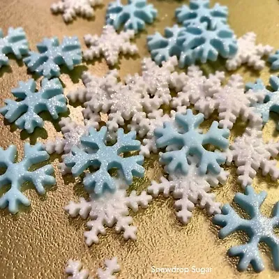Edible FROZEN Movie Snowflakes Sugar Paste Fondant Cake Cupcakes Decorations  • £8.99